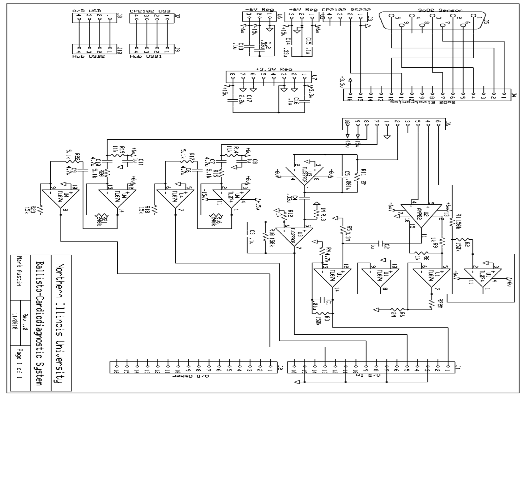 Electrical schematic for a heart diagnostic system