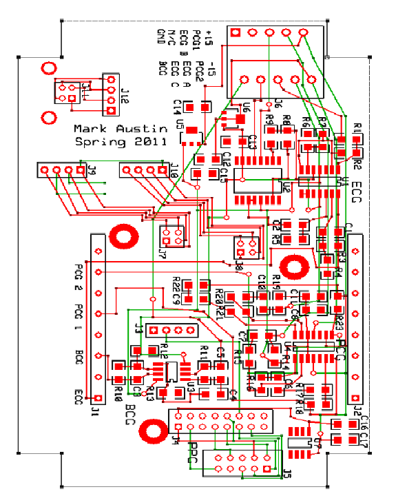Printed circuit board layout for the heart diagnostic system